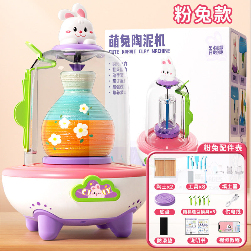 Electric mini pottery wheel kit for kids - diy clay sculpting set - no firing required - perfect toy & gift for elementary school students