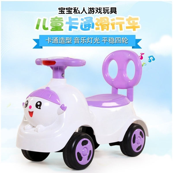 Cartoon toy car children's twisting car cute baby yo-yo car 1-3 years old small scooter plus music lights