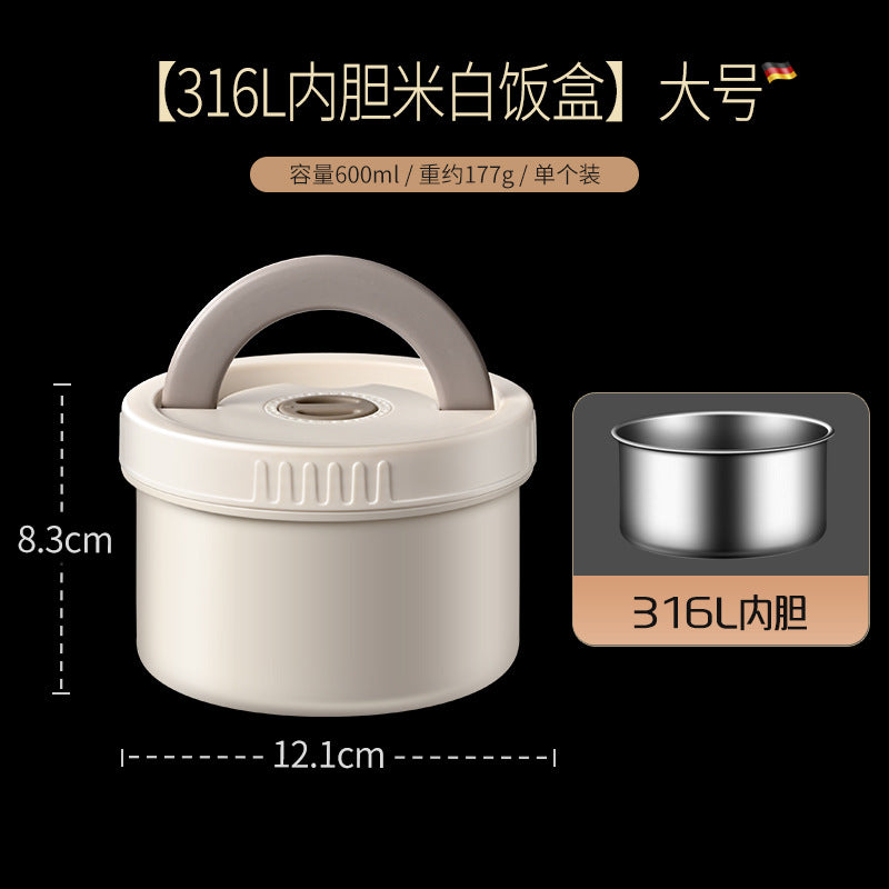 316L Stainless Steel Round Lunch Box Food Grade Sealed Fresh-keeping Box Microwave Heated Bento Box Set with Lid