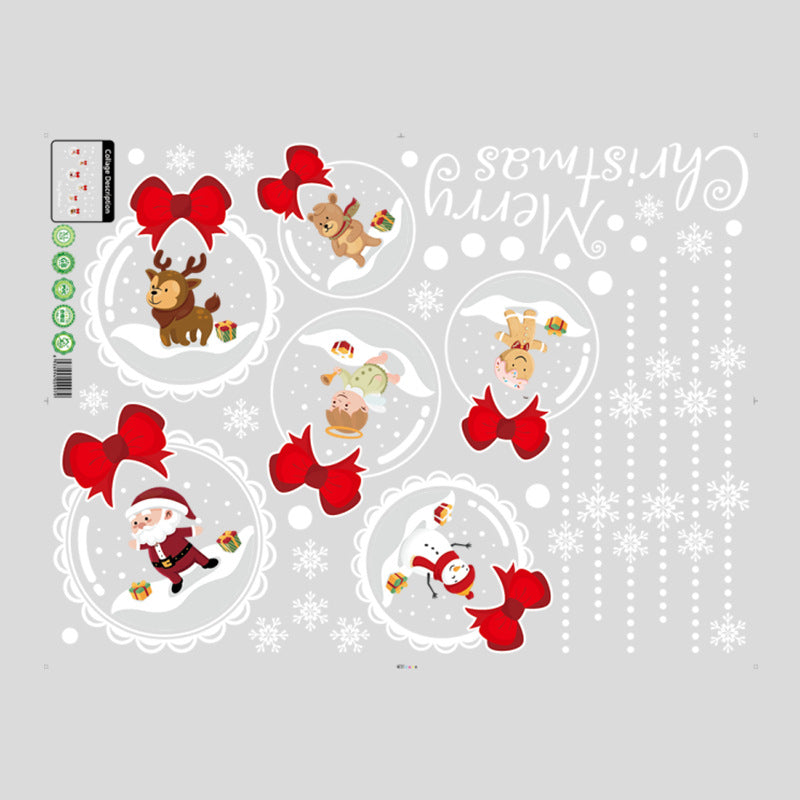 Santa Snowball Charm Pendant Festival Decoration Wall Sticker Window Glass Shop Store Background Wall XL628