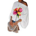 Amazon watercolor floral placement print asymmetrical neck lantern sleeve blouse - casual, loose fit, slimming top for women