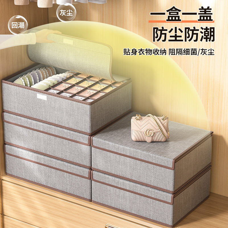 Cotton and linen underwear storage box, home student dormitory socks and underwear three-in-one drawer-type grid finishing artifact