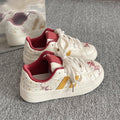 Trendy chinese chic niche versatile graffiti print skate shoes 2026 new ins spring/summer casual white sneakers student campus style
