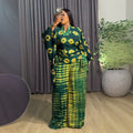 african plus size women's clothing  summer new fashion v-neck printed drawstring top and wide-leg pants set