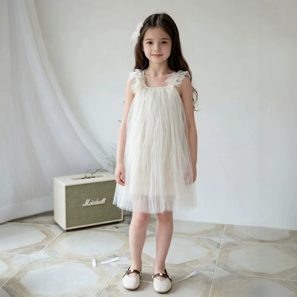 Korean style girls' summer dress - trendy backless sleeveless 7-year-old fairy dress - princess party dress for mid-to-large children - tulle tutu skirt
