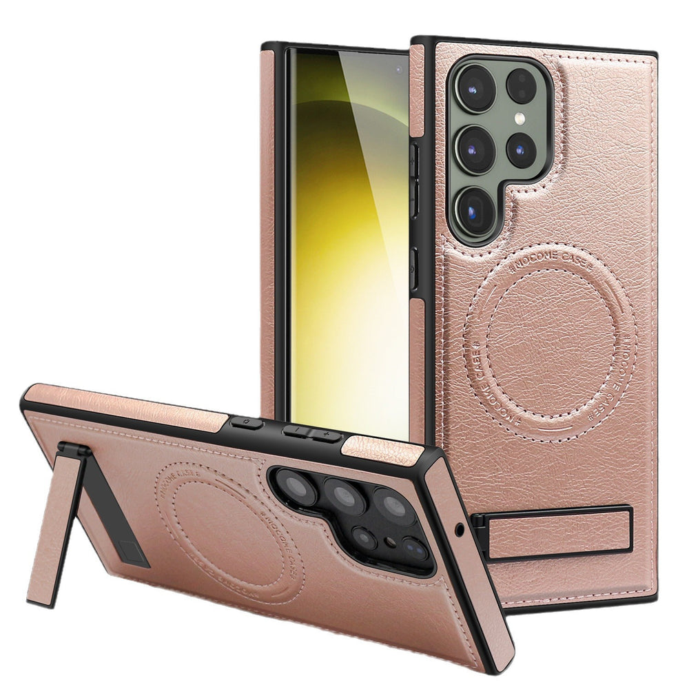 Crystal shield leather case for samsung s25 edge premium leather magnetic phone case s24ultra invisible stand