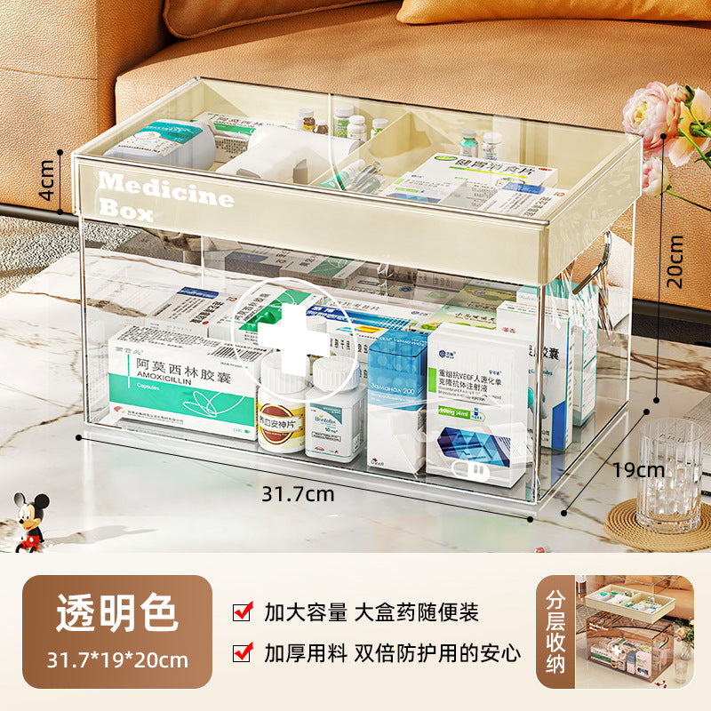 Multi-layer medicine box household home medical box partition storage medicine box storage box double-layer transparent portable medical box