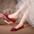Wedding shoes for women 2022 new arrival rhinestone high heels bridal shoes thick heel toast shoes flatsplus sizechinoiserie wedding shoes