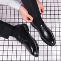 Men's leather dress shoes - business, casual, trendy, spring, british style, groom, korean style, cross-border, soft sole, breathable wedding shoes