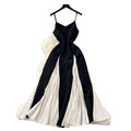 summerelegancesexy color matching suspender dress for women vacation style waist ruffles large swing dress long skirt