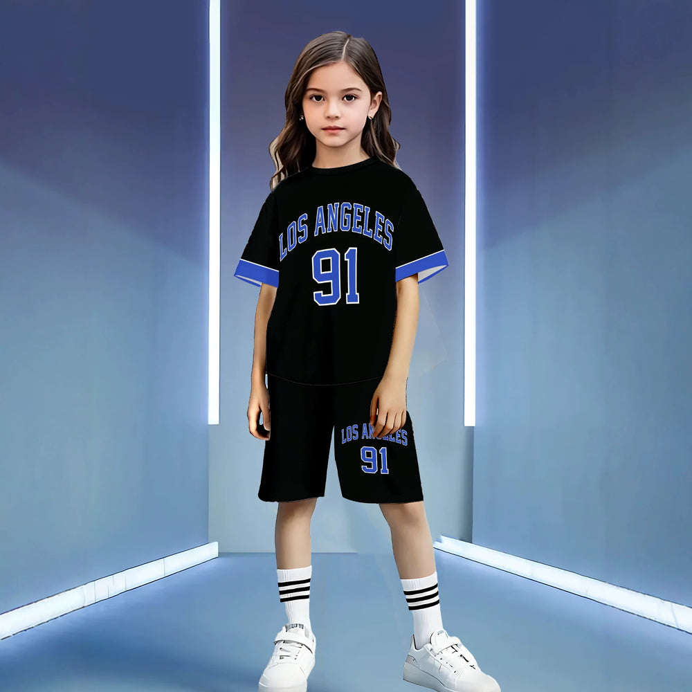 wholesale girls' short-sleeve and shorts sets, fashionable spring, summer, and autumn outfits for girls