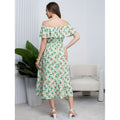listing: new  women's original elegant ruffle off-the-shoulder printed dress