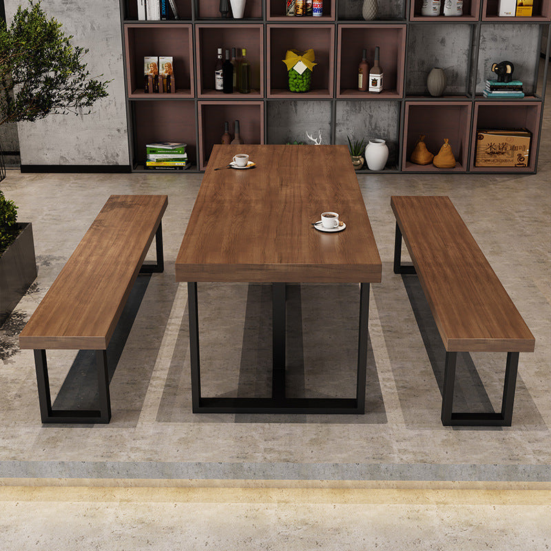 American industrial style dining table and chair combination commercial bar hot pot restaurant restaurant booth tavern clear bar solid wood dining table and chairs