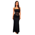 Amazon women's clothing  new halter neck low-cut lace patchwork tie-up sexy hollow-out mesh backless dress