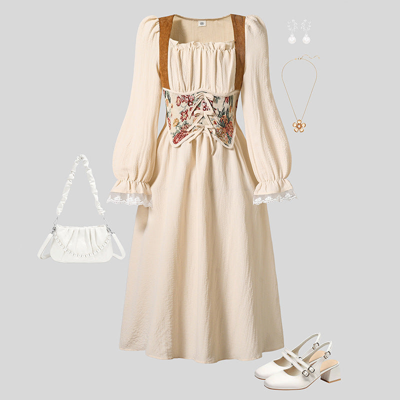 Girls' dress - cross-border children's wear -  spring/autumn new collection - french court style medieval retro long-sleeved princess dress