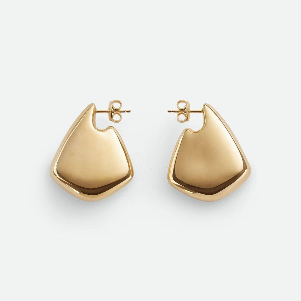 18k gold plated copper european and american fashion metal geometric polished irregular earrings - unique and trendy design
