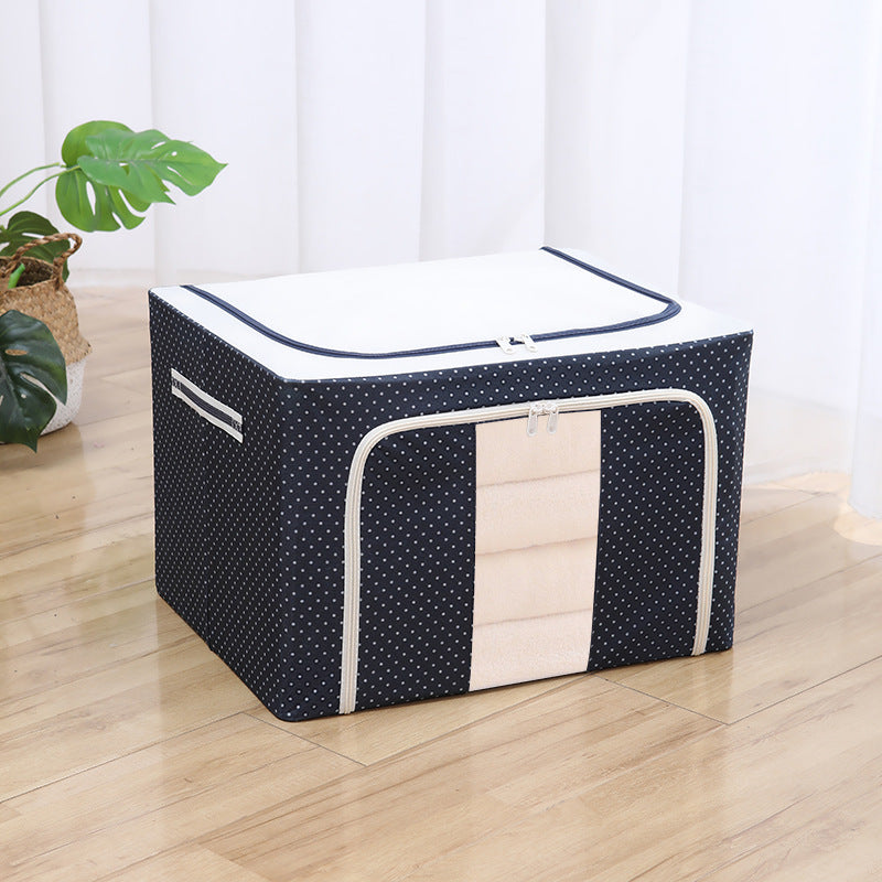 Quilt clothes storage box Oxford cloth waterproof steel frame transparent folding Baina box wardrobe car quilt storage box