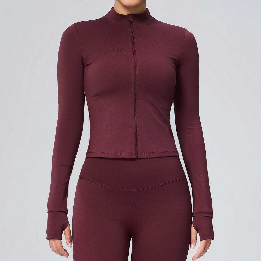 Lulu zip-up compression long sleeve yoga top women's running fitness jacket cloud feel breathable activewear top