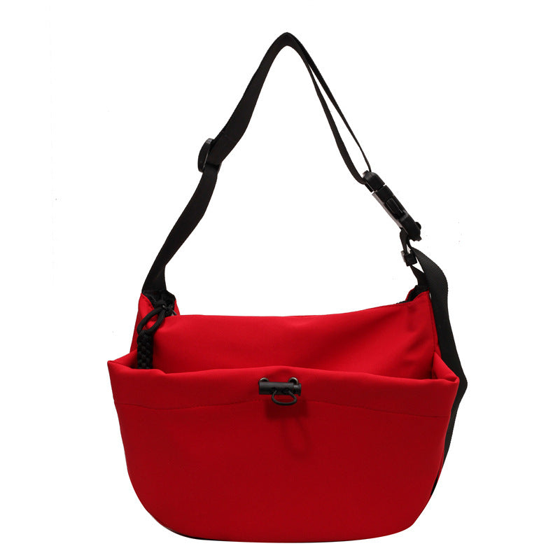 Cross-border special supply of solid color Oxford cloth messenger bag casual cloth bag 2024 new drawstring wide shoulder strap shoulder bag