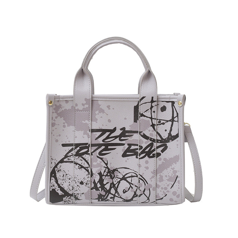 New small tote bag - cross-border women's bag - light luxury, large capacity commuter handbag - printed graffiti crossbody bag