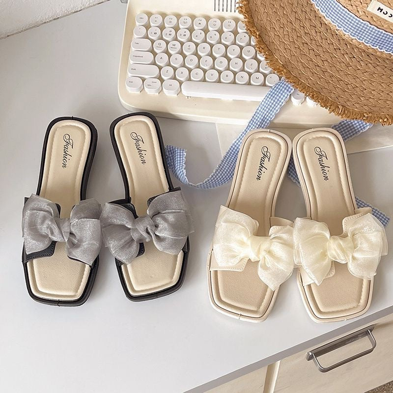 Fairy-style women's sandals and slippers, new trendy and versatile korean-style square heel flat beach sandals for women, perfect for summer 2025