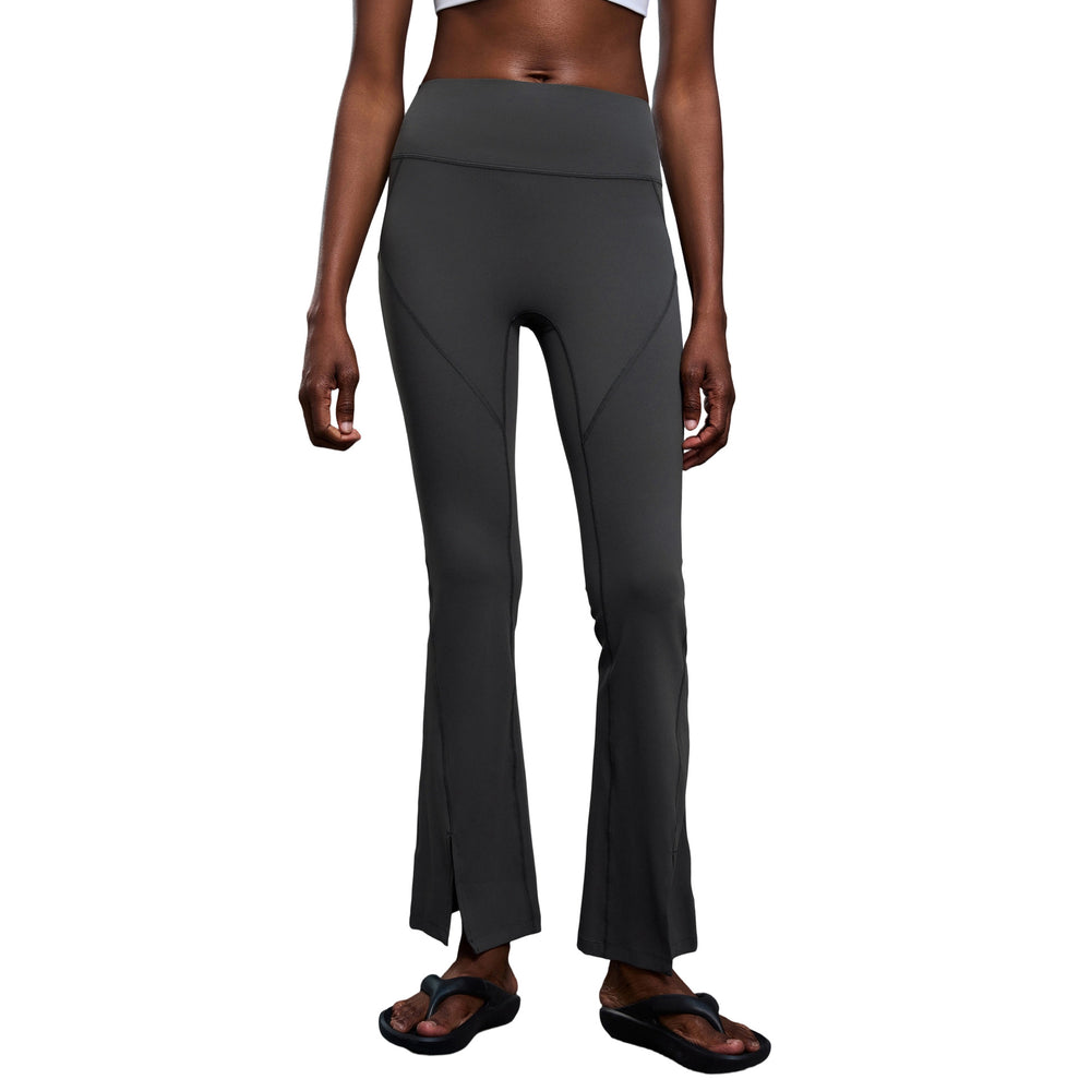High-waisted, tummy-control, peach-shaped running yoga pants with a split hem and subtle flare. barely-there feel, skin-friendly, athletic fitness leggings. d25079