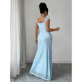 Women's summer elegant french romantic knitted lace textured high-slit slim-fit maxi dress