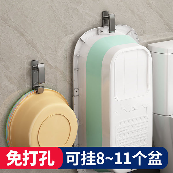 Toilet washbasin rack non-punching wall-mounted bathroom double-layer toilet washbasin hook put washbasin storage rack