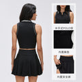 Polo collar sports tank top women's summer outdoor fitness yoga tennis skirt running training athletic skort set