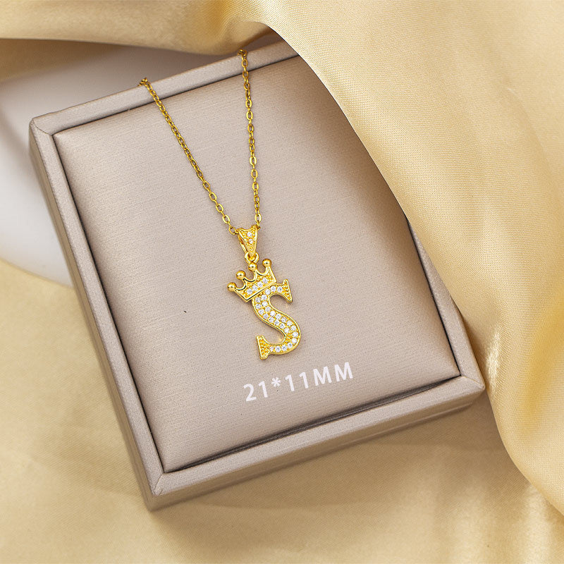 High-end letter layered necklace - 26 alphabet charms, cross-border bestseller, minimalist fashion, premium titanium steel jewelry