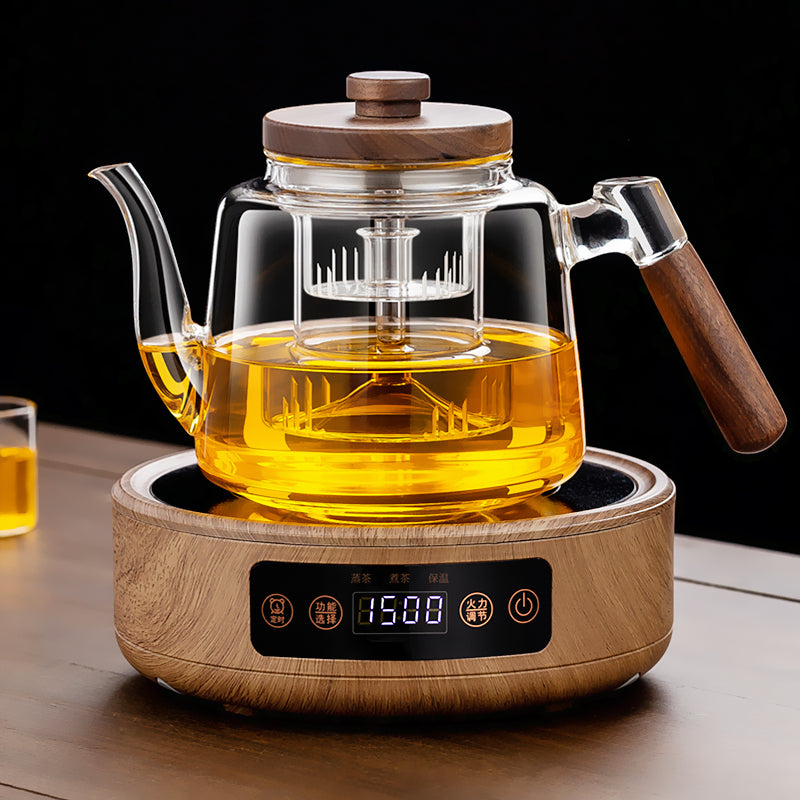 new all-in-one glass tea kettle: large capacity, electric ceramic cooker for boiling water and brewing tea with spray function