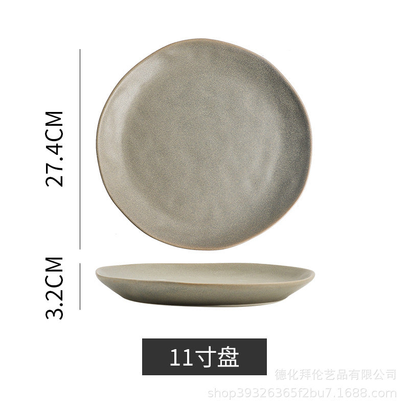 Irregular shaped bowls & plates - home ceramic salad bowl - nordic style shallow soup plate - matte minimalist flat plate - breakfast plate