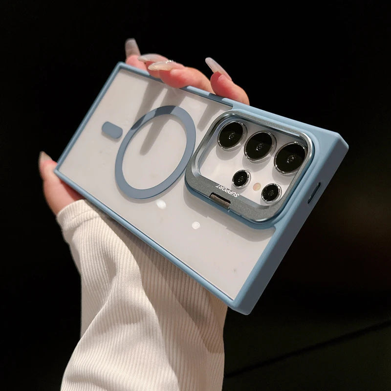 Suitable for samsung s26ultra magnetic phone case metal invisible u1 bracket s24fe transparent magnetic protective case