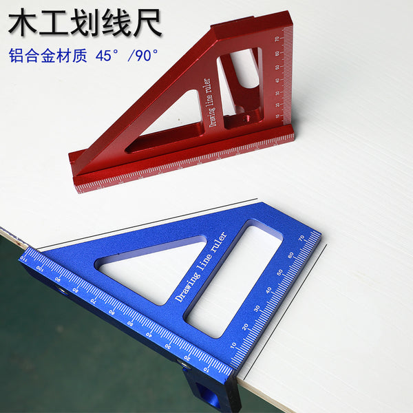 45 ° ruler 90 ° ruler aluminum alloy drawing ruler woodworking scribing ruler scale triangle ruler woodworking tools