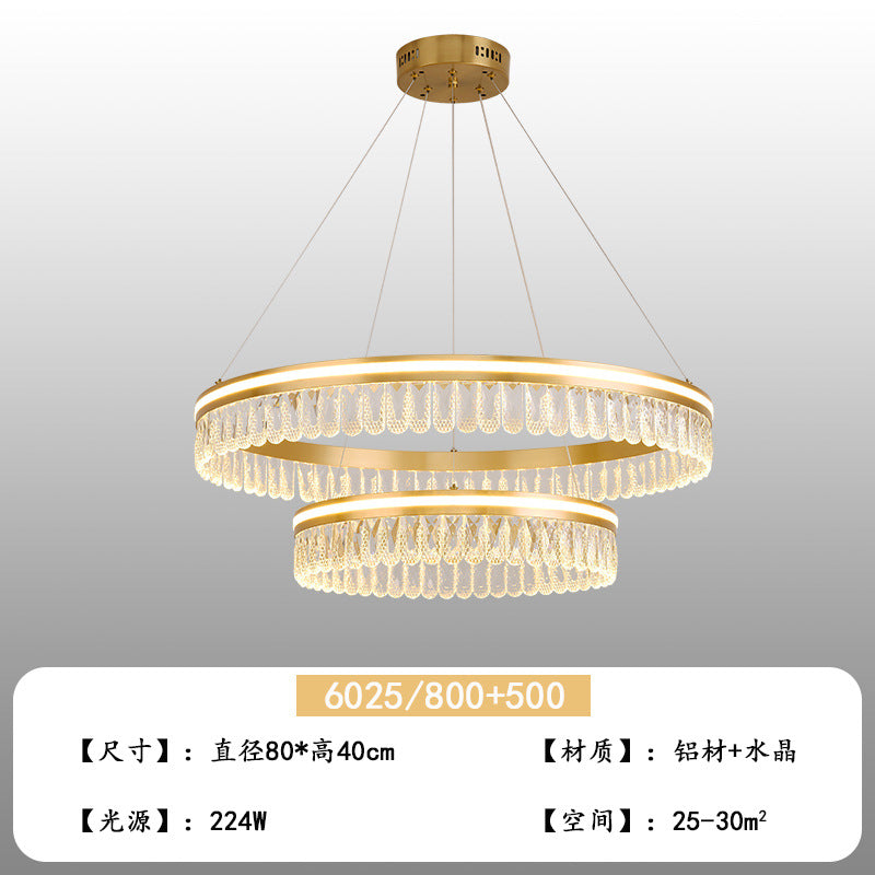 Italian light luxury crystal living room chandelier modern simple round master bedroom lighting creative dining room 2023 new