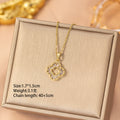 [titanium steel] best selling accessible luxury copper inlaid zirconium four-leaf clover necklace for women, non-fading, fashionable, versatile, high-end clavicle chain