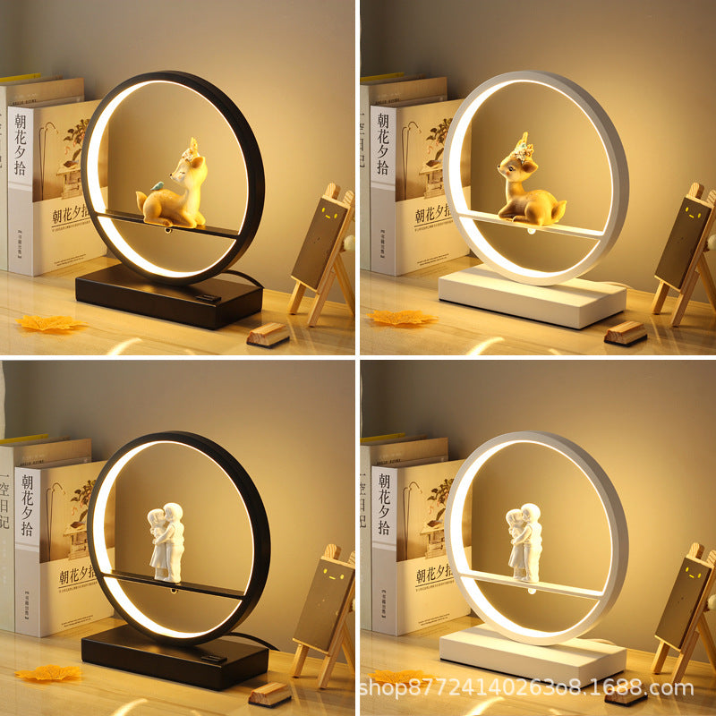 Creative nordic deer table lamp - bedroom bedside lamp - couple's warm & romantic ambiance - red wedding gift led lamp