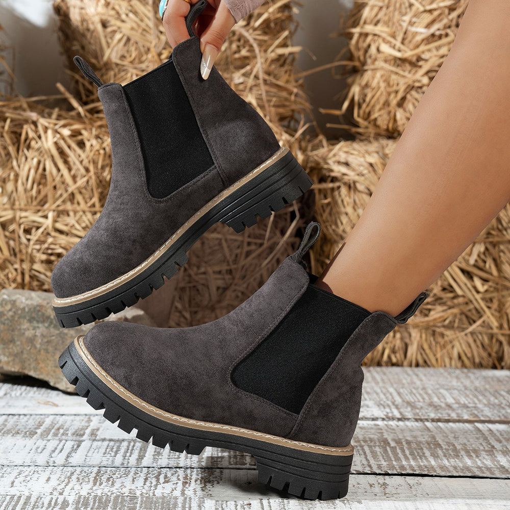 plus size short boots for women fall and winter new arrival square heel suede boots casual round toe sleeve export women's boots wholesale