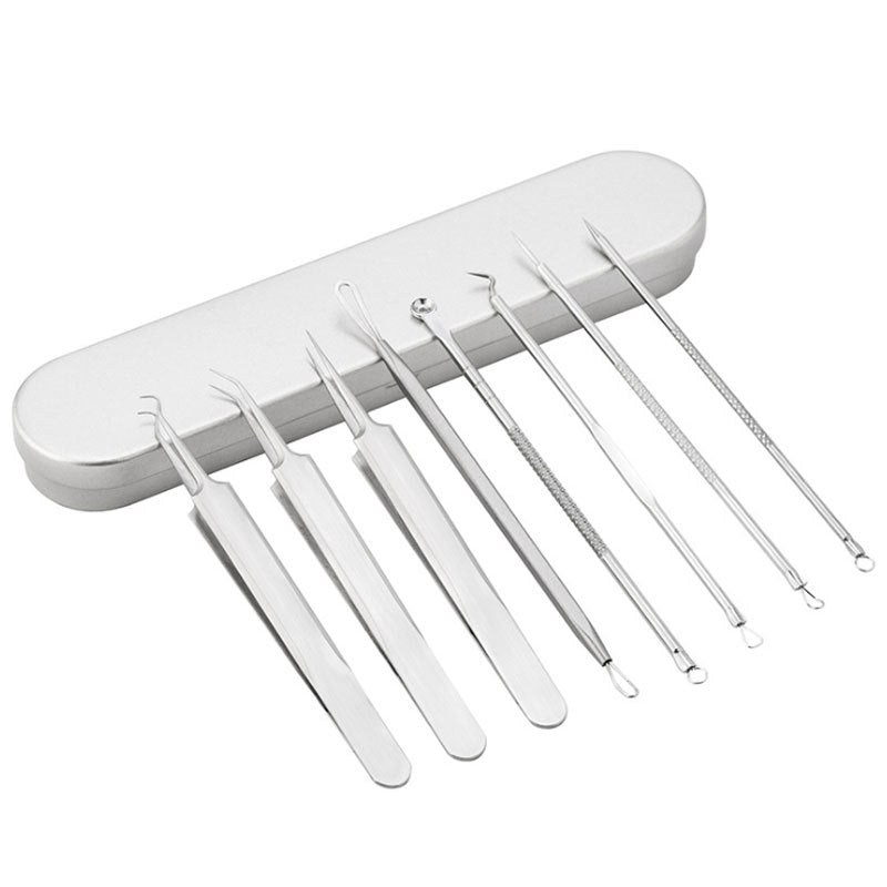 Oem in stock stainless steel acne clip suit acne needle cell clip squeeze blackhead remove acne acne tweezers tool