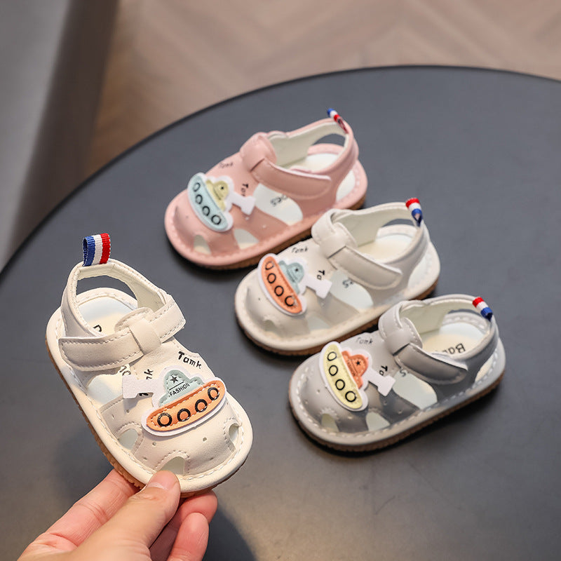 New korean-style squeaky sandals for babies,  summer collection, girls' shoes for ages 0-2, and squeaky pre-walker shoes for baby boys