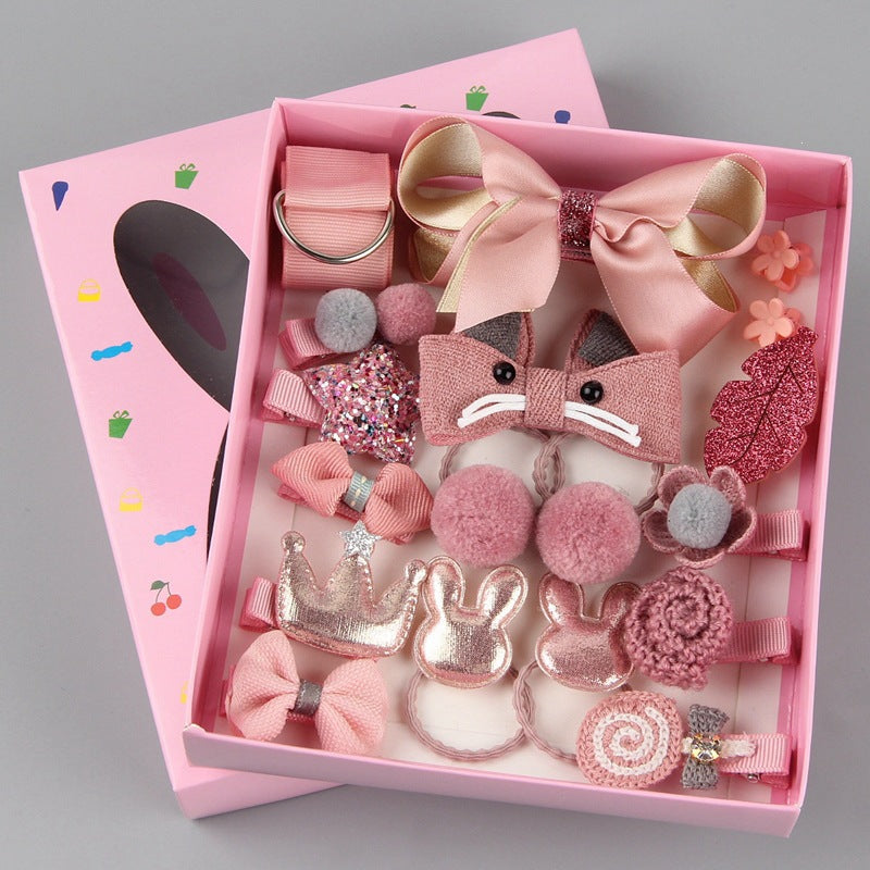 Cute 18-piece hair clip set - hair accessories gift for little princesses, baby hair clips, children's headwear, pink korean style