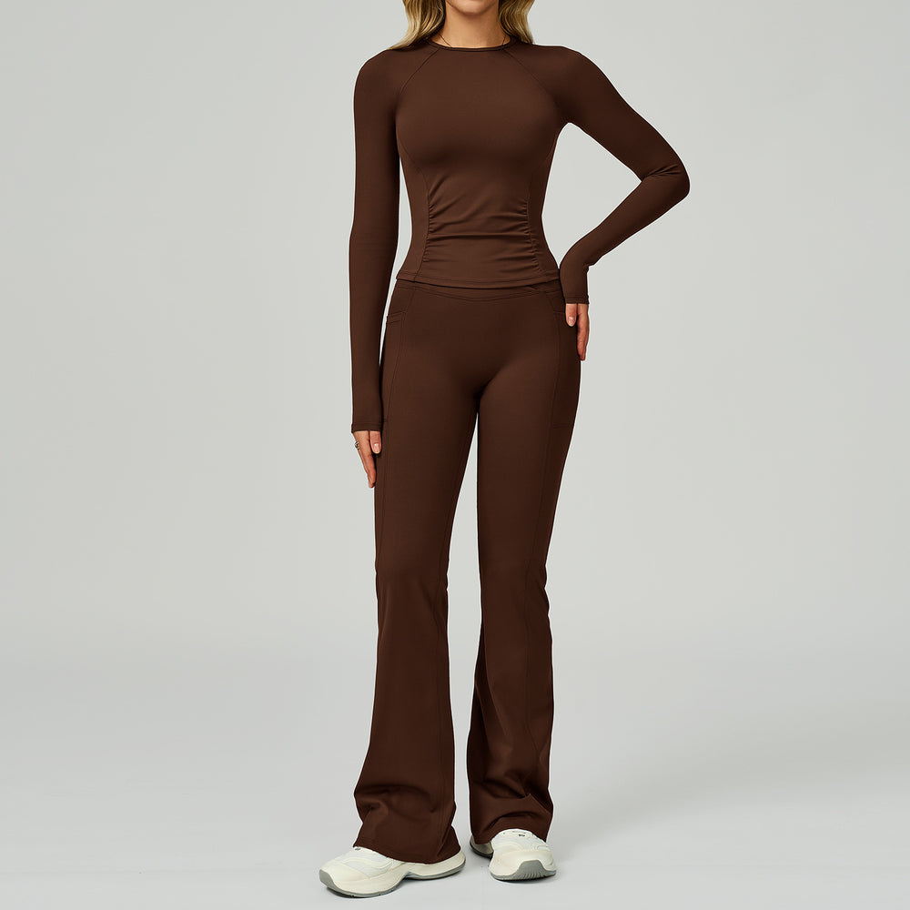 nude yoga suit cut out beautiful back yoga suit women's high waist belly wrap tight running fitness suit 2030