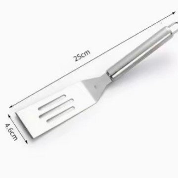 Stainless steel teppanyaki six-hole thickened flat frying spatula for home four-hole toothed steak frying spatula kitchen gadgets