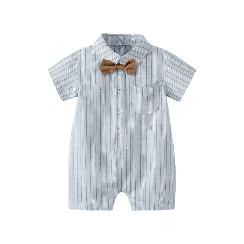 Baby summer clothes thin baby onesie striped cotton newborn clothes short sleeve boy's romper air conditioning suit
