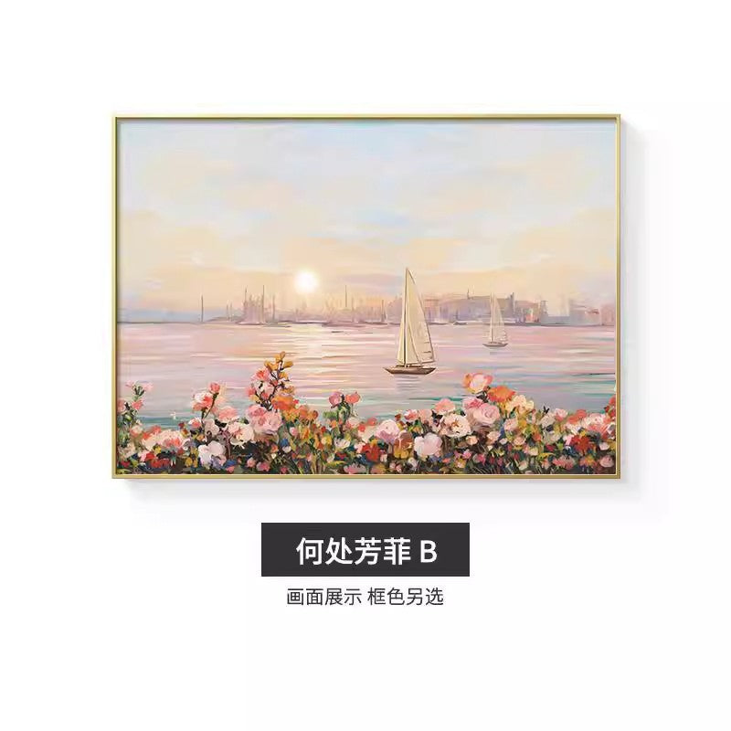 Nordic meter box decorative painting sunrise scenery restaurant background mural decoration blocking distribution switch electric box hanging painting