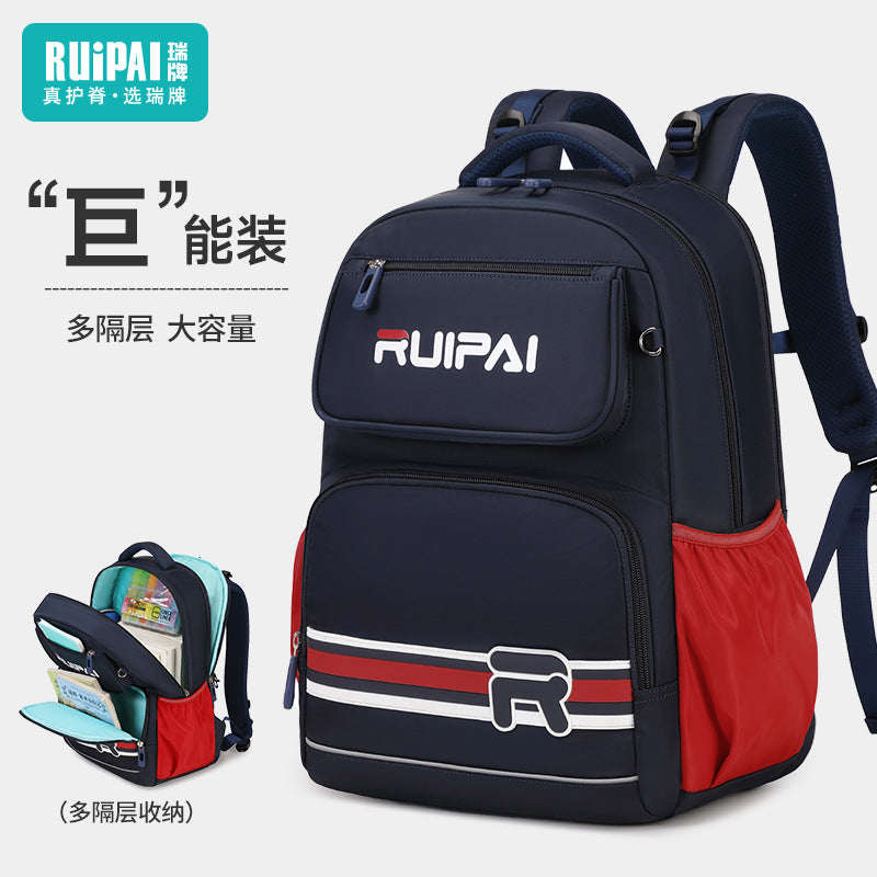 Ruipai Primary School School Bag Boys Grades 3 to 6 2025 New Lightweight Primary School Student Burden Reduction Ridge Backpack