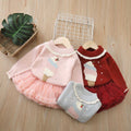 Girls' knit sweater set - new autumn/winter  collection: chic baby pullover with lace collar, long-sleeved base layer knitwear