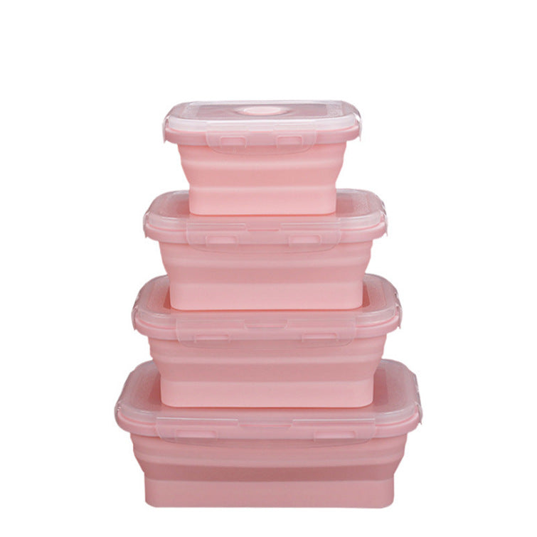 Foldable silicone lunch box - microwave safe, airtight, refrigerator-friendly, portable bento box for office workers and students