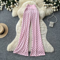 K-stylehigh waist polka dot casualcasualstraight-leg pants for women summer lazy style slimming lookeasiest for matchcasualslimming lookpants