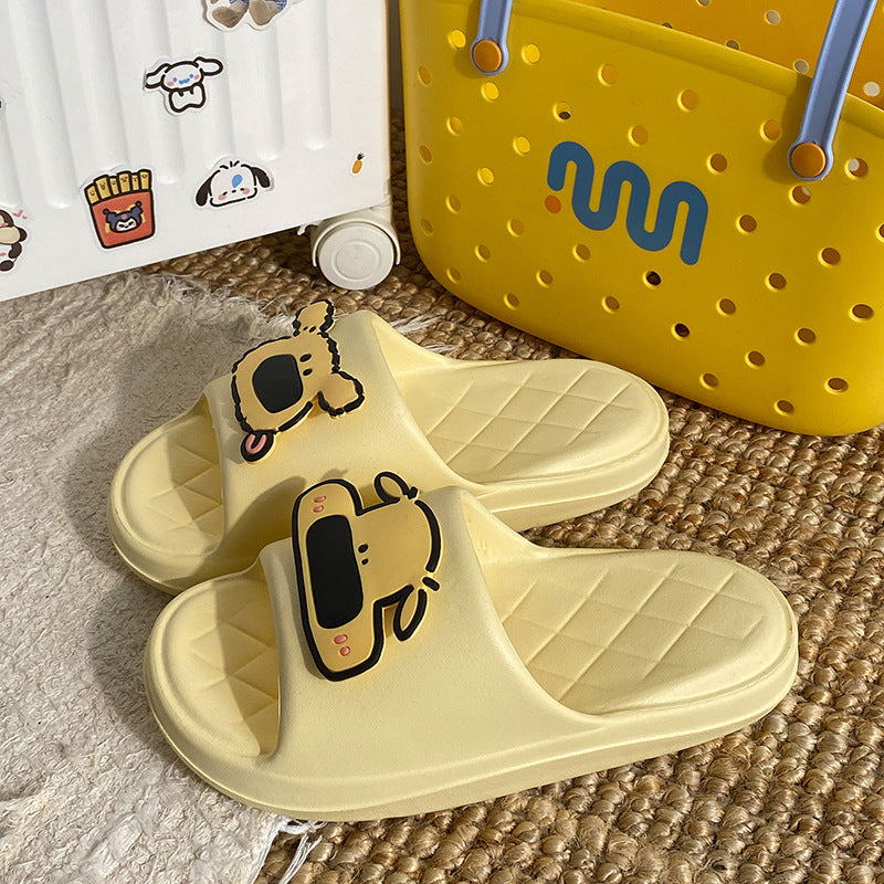 New arrivalcute cartoon dog poop feeling eva sandals thick soft bottom couple flip-flops all year roundoutwear slippers